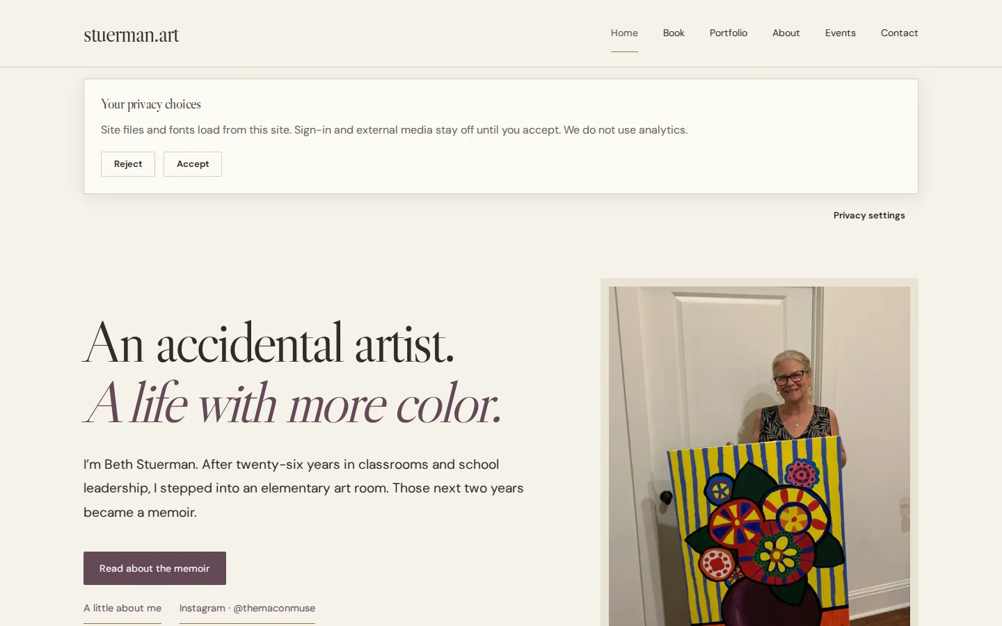 stuerman.art landing page.